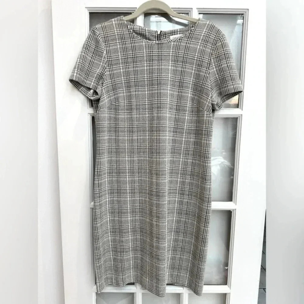 Calvin Klein Women’s Classic Black & Cream Plaid Dress Size 12 Large XL